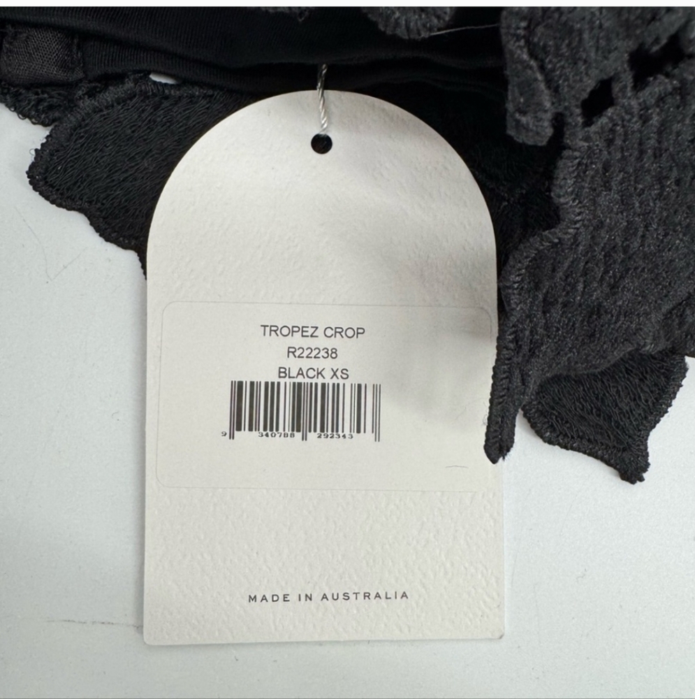 Rumer the Label Tropez Black Crop Top Camisole with Asymmetrical Lace Trim - Picture 6 of 8